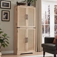 thumbnail image 1 of Ataucjin Kitchen Pantry With Rattan Doors, 72" inch Storage Cabinet With Organizer, Drawer And Adjustable Shelves, Wood Cupboard For Kitchen, Dining Room, Bathroom And Hallway, Natural Oak, 1 of 6