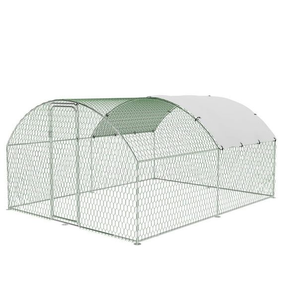 Ataucjin Large Metal Chicken Coop, Doom Roof Large Chicken Run for Yard, Walk-in Poultry Cage with Waterproof and Anti-Uv Cover, Chicken Pen for Outdoor Backyard Farm