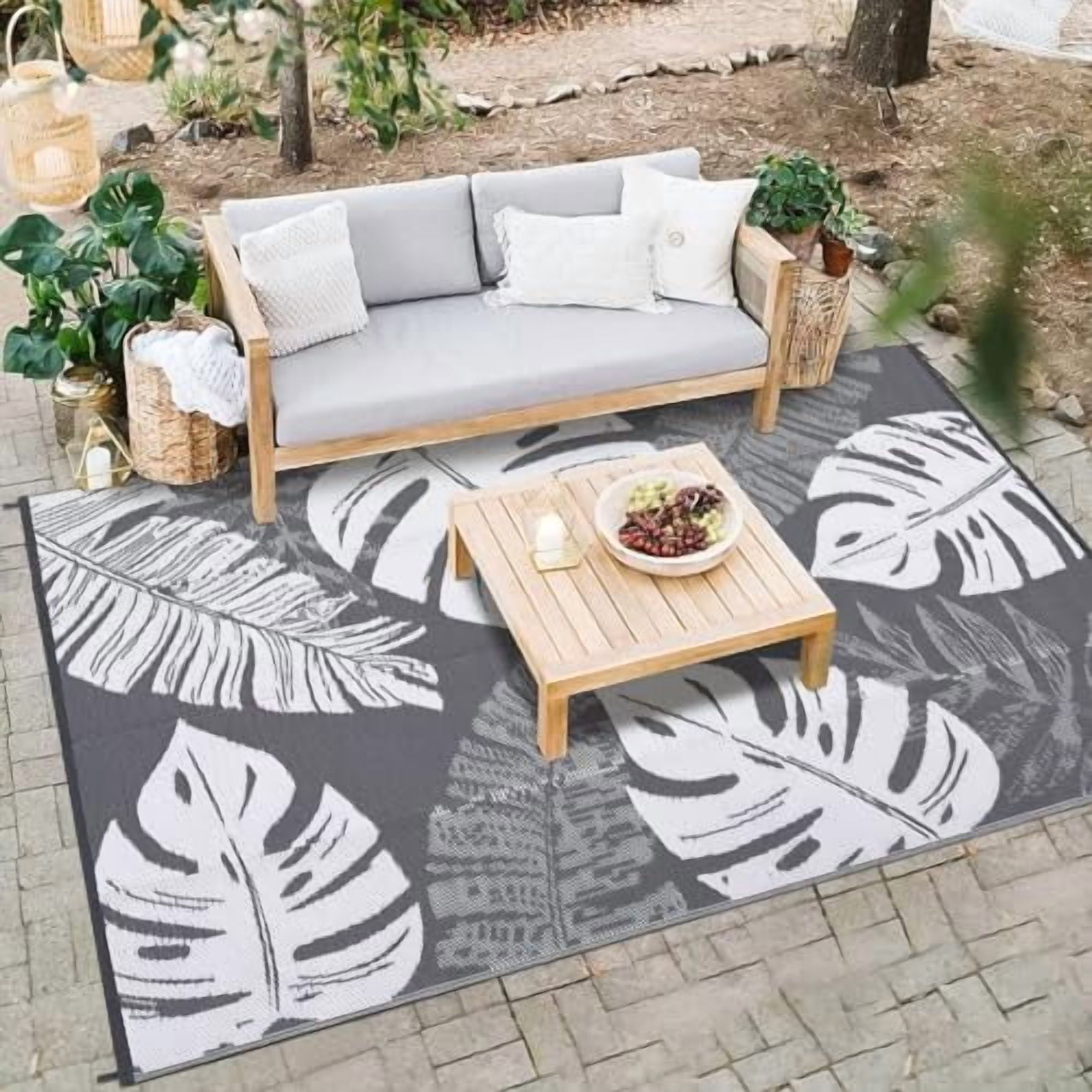 Ataucjin Large Outdoor Rug,8*12ft Waterproof Plastic Straw Rug, Modern ...