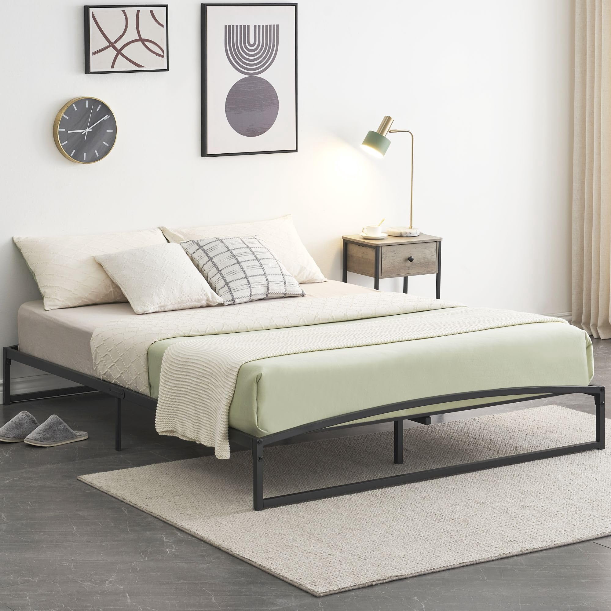 Ataucjin Low Bed Frame Full Size Heavy Duty Metal Twin Bed Frame Queen Size Platform Bed Frame King Bed Frame Mattress Foundation With Steel Slat Support No Box Spring Needed