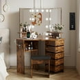 thumbnail image 1 of Ataucjin Makeup Vanity Desk With Lights Mirror & Power Outlet Corner Makeup Vanity Table With 5 Rotating Drawers Shelves And Stool 3 Color Lighting Makeup Table Bedroom Dressing Table, 1 of 8