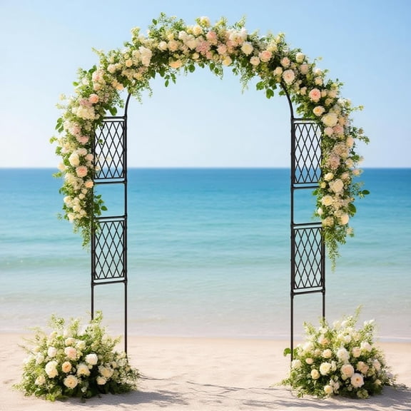 Ataucjin Metal Garden Arbor, 86.6" x 59" Garden Arch Trellis, for Wedding Arch Frame, Climbing Plants, Decorative Archway, Patio, Backyard, Patio, Lawn, Pathway, Seaside