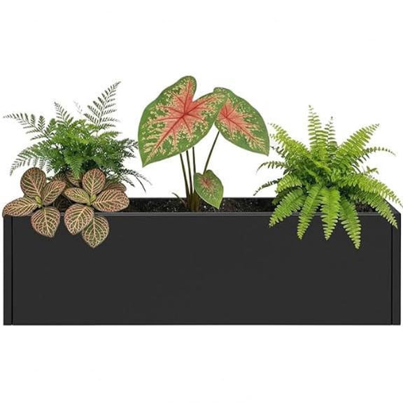 Ataucjin Metal Rectangular Planter Box 2 Pack, Folding Rectangular Planter with Drainage Holes, Hanging Flower Pot, Window Sill Box Steel Planters for Outdoor Indoor Plants, Flowers