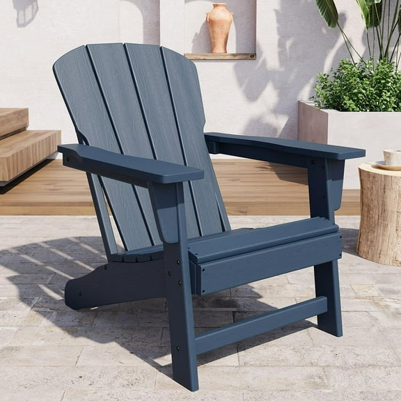 Ataucjin Modern HDPE Plastic Adirondack Chair,Oversize 380LB Poly Lumber Weather Resistant Firepit Chair,Outdoor Patio Chairs with Wooden Textured for Garden, Backyard, Lawn, Deck, Pool, Porch