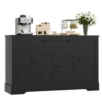 Ataucjin Modern Sideboard Buffet Cabinet with Storage, Wooden Credenza Storage Cabinet with Drawer and 4 Doors, Freestanding Coffee Bar for Living Room, Kitchen, Dining Room