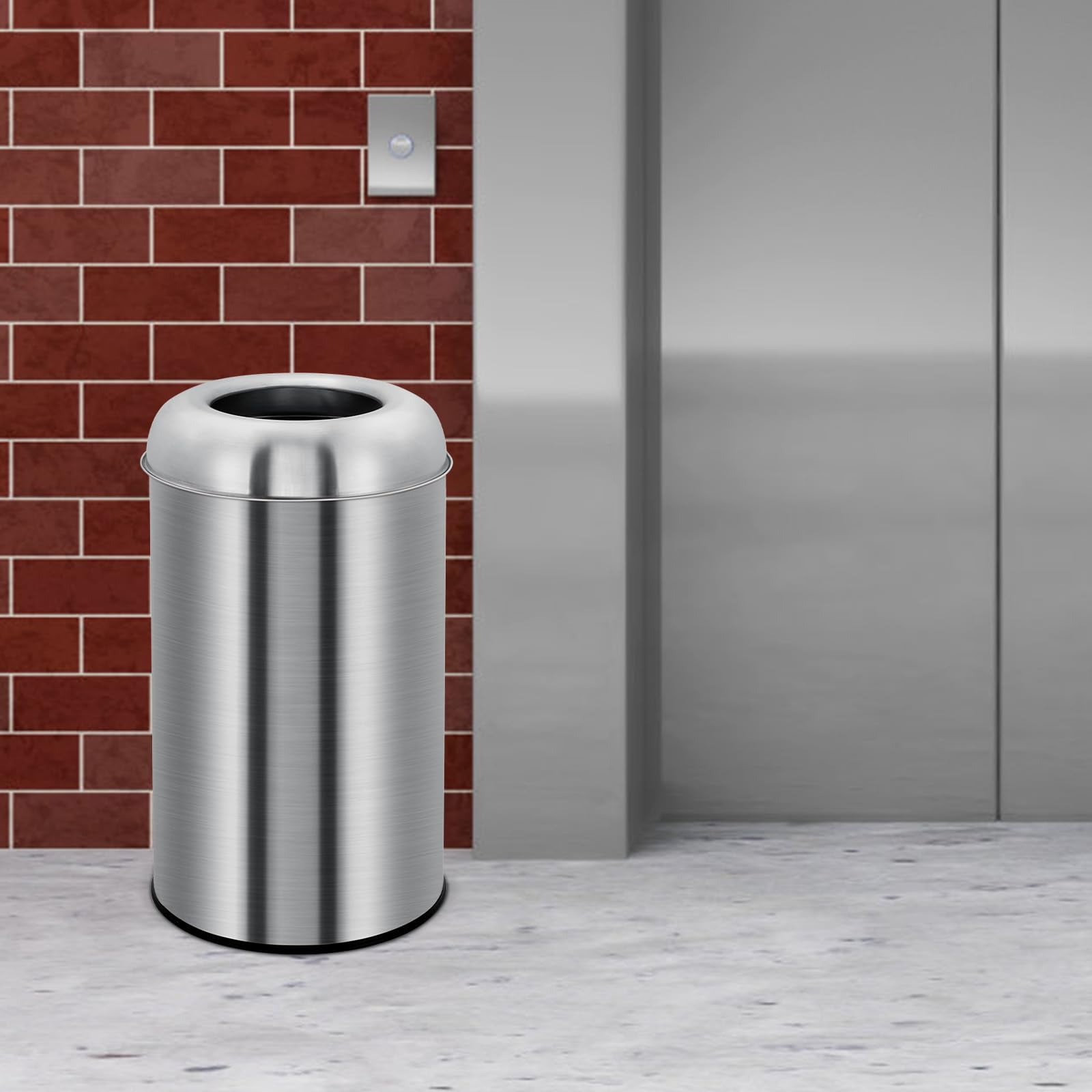 Ataucjin Open Top Trash Can, 13 Gallon/50 L Outdoor Indoor Round Garbage Can with Removable Inner Wastebasket, Commercial Grade Stainless Steel Rubbish Bin for Home, Office, Restaurant