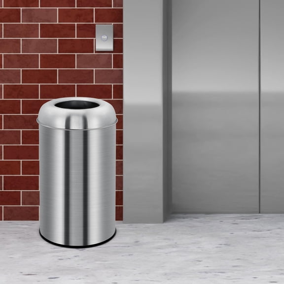 Ataucjin Open Top Trash Can, 13 Gallon/50 L Outdoor Indoor Round Garbage Can with Removable Inner Wastebasket, Commercial Grade Stainless Steel Rubbish Bin for Home, Office, Restaurant