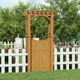 thumbnail image 1 of Ataucjin Outdoor Wooden Arch Trellis, Wood Garden Arbor with Gate, Wood Arbor for Climbing Planting Plant Stand, Yard, Garden Decor, 1 of 8