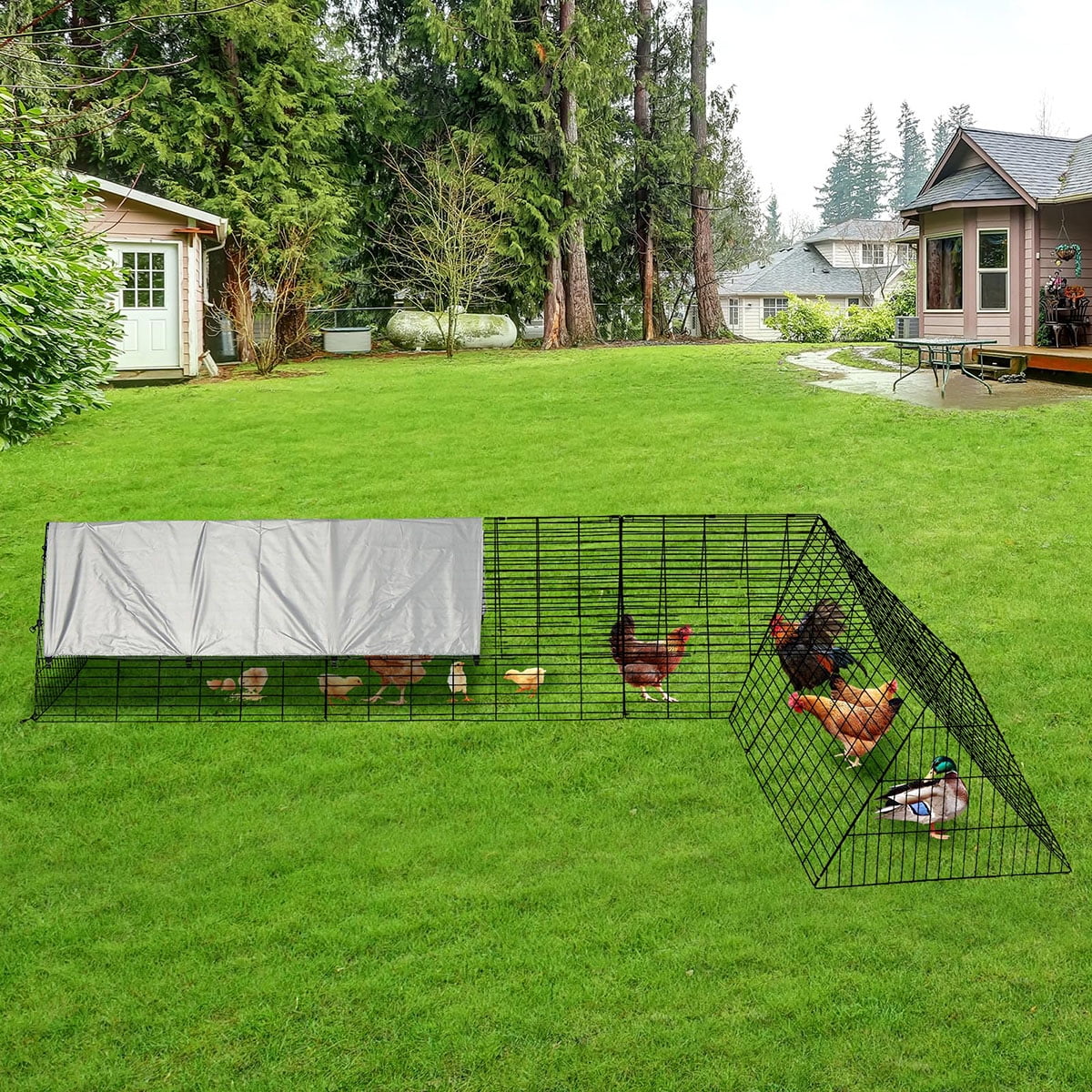 Ataucjin Portable Chicken Tunnel Run with Corner Frames, Predator-Proof ...