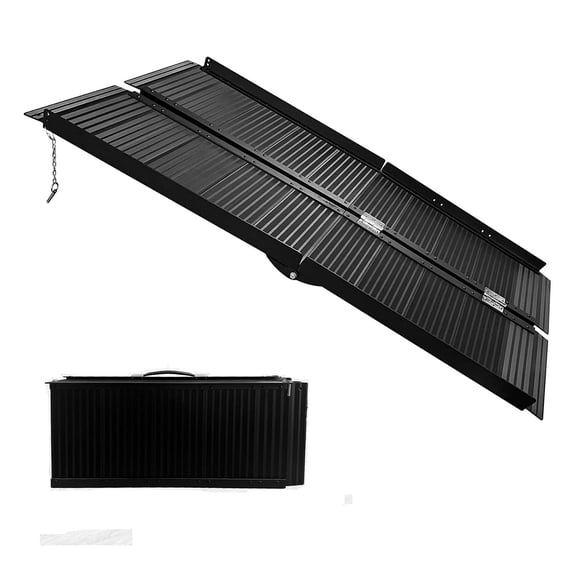 Ataucjin Portable Wheelchair Ramp, Black Non-Slip Aluminum Wheelchair Ramp with Handle, Folding Ramps for Home Steps, Doorways, Thresholds, Curbs, Stairs, 800 LBS Capacity