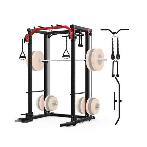 Ataucjin Power Cage with Cable Crossover & LAT Pulldown, 2000LBS Power ...