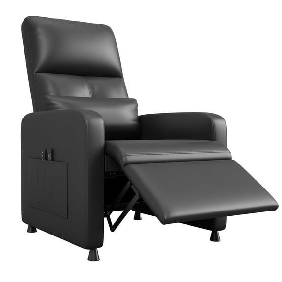 Ataucjin Power Recliner Chair, Comfy Teddy Small Recliners Electric Recliner with Adjustable Back, PU Leather& Side Pockets, Overstuffed Home Theater Seat for Living Room