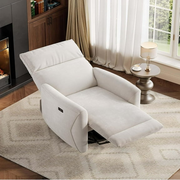 Ataucjin Power Recliner Chair, Swivel Rocker Chair for Adults, Upholstered Fabric Glider Recliner Nursery Chair with USB Ports, Ergonomic High Back Single Sofa Seat for Living Room