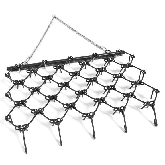 Ataucjin Pre-Assembled Drag Harrow for ATV/UTV,Heavy Duty Rust-Resistant Mesh Harrow with4 Ft Chain, 3/8 Inch Tines for Gravel Driveway, Farm Field Garden