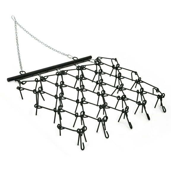 Ataucjin Pre-Assembled Drag Harrow for ATV/UTV,Heavy Duty Rust-Resistant Mesh Harrow with4 Ft Chain, 3/8 Inch Tines for Gravel Driveway, Farm Field Garden