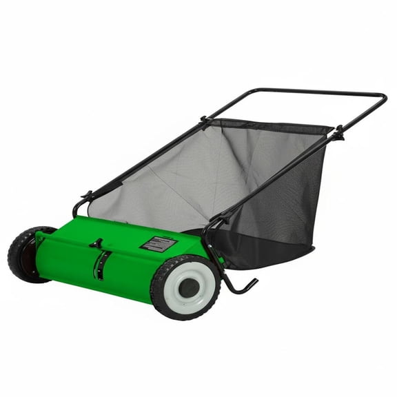 Ataucjin Push Lawn Sweeper,26 inch Width Enhanced 4-Brush System, 7 ft Capacity Heavy Duty Steel Frame, Ideal for Yard and Garden Cleanup