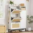 thumbnail image 1 of Ataucjin Rattan Shoe Storage Cabinet with 3 Flip Drawers, Freestanding Organizer with Adjustable Shelves for Entryway, Narrow Shoe Rack Cabinet for Hallway, Easy Assembly, White, 1 of 8