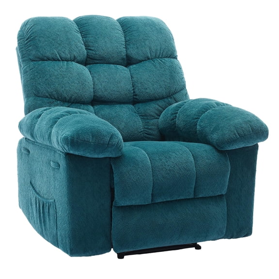 Ataucjin Recliner Chair,Manual Rocker Recliner Chair for Adults,Single Recliner Seat with Side Pockets,Upholstered Fabric Lazy Recliner for Living Room Bedroom