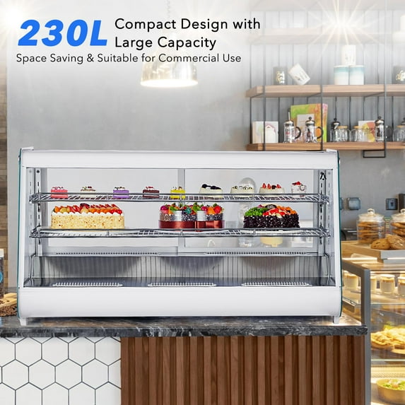 Ataucjin Refrigerated Display Case 8.1 Cu.Ft. Countertop Pastry Display Case Commercial Display Refrigerator w/LED display Air-cooling Automatic Defrost Rear Sliding Door