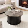 thumbnail image 1 of Ataucjin Round Coffee Table,32inch Mid Century Modern Coffee Table with Metal Base, Fluted Center Table for Living Room, Home Small Space, Apartment, 1 of 7