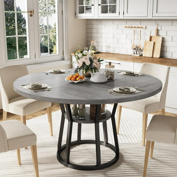 Ataucjin Round Dining Table for 4-6,47"Farmhouse Kitchen Table with ...