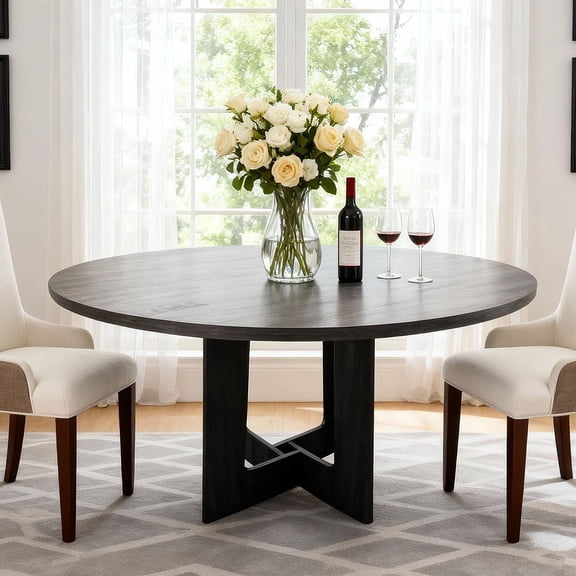 Ataucjin Round Dining Table for 4-6, Kitchen Table with Storage, Circle Dinner Tables for Kitchen, Dining Room, Living Room, Meeting Room, Apartment,Table only