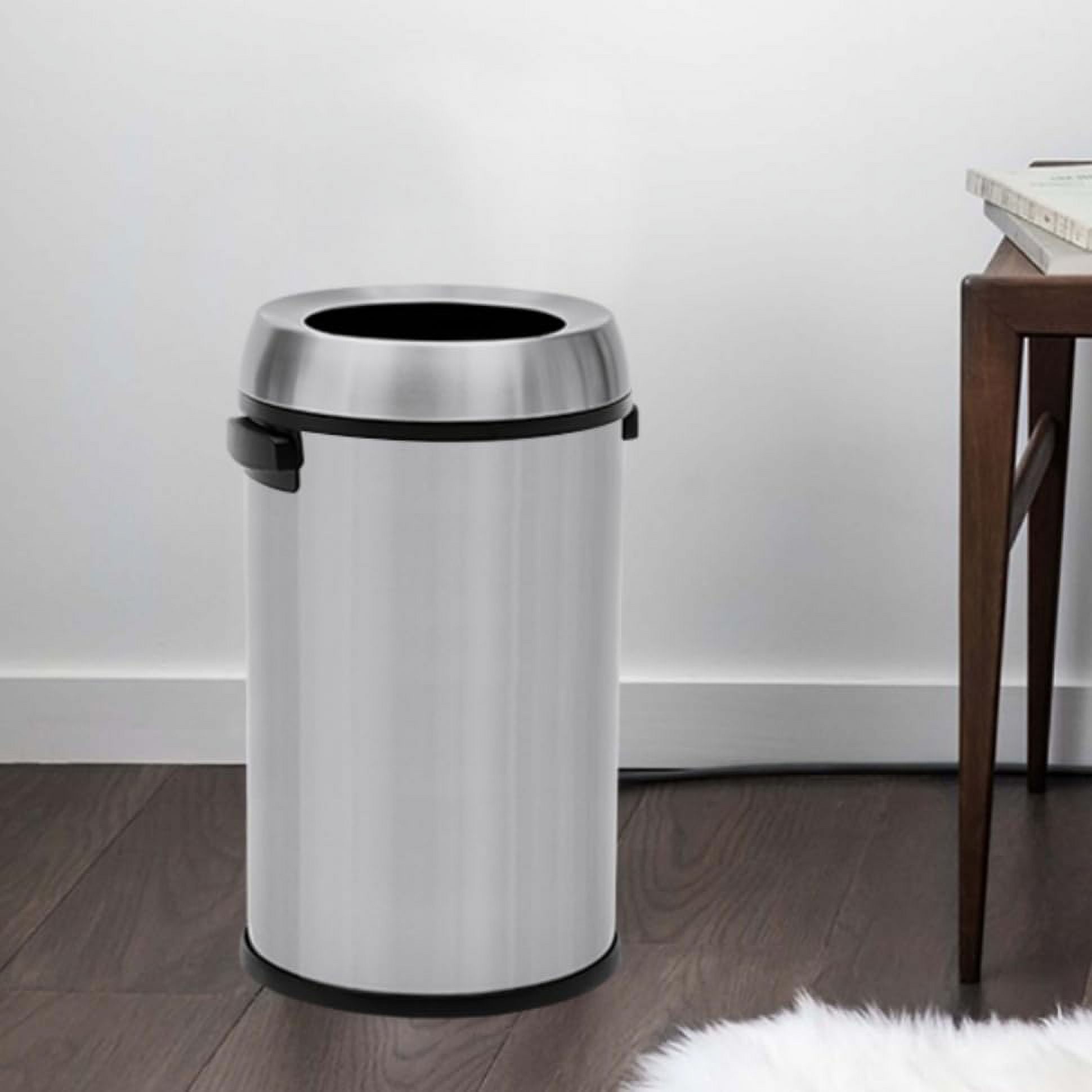 Ataucjin Round Kitchen Trash Can,Stainless Steel Swing Open Trash Can,Small Commercial Trash Can Garbage Can Without Inner Bucket For Home Office,17 Gallon