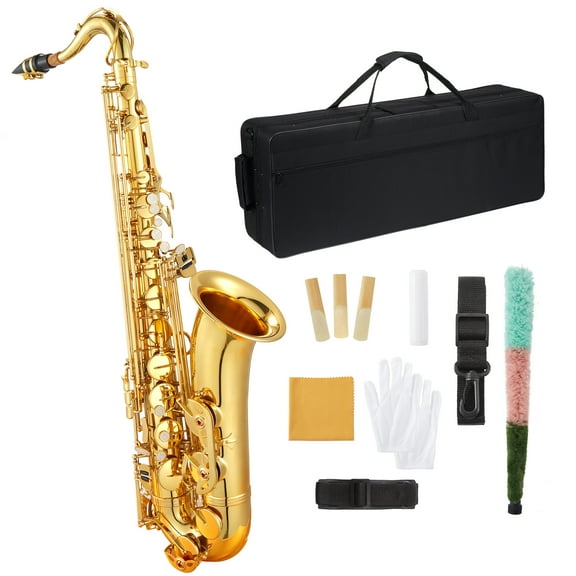 Ataucjin Saxophone, Tenor Saxophone for Beginners,Complete Student Set with Hard Case, Mouthpiece, Reeds & Deluxe Cleaning Kit (Rod/Cloth/Gloves) for School Band, Jazz Ensemble & Practice