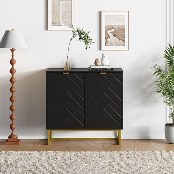 Ataucjin Sideboard Buffet Cabinet with Storage, Modern Wood Accent Storage Cabinet with Herringbone Doors & Shelf, Credenza Console Table for Dining Room Living Room Entryway