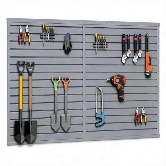 Ataucjin Slatwall Panel 8 ft x 4 ft, Interlocking Slatwall Panel, Wall Mounted Garage Tool Organizer, Heavy Duty PVC Wall Panels, Easy Installation