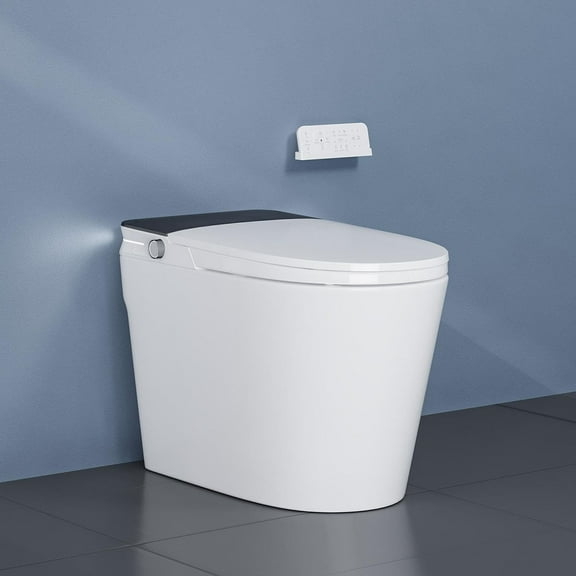 Ataucjin Smart Toilet with Bidet Built in for Bathroom, Auto Open/Close Elongated Toilet with Foot Sensor Operation, Warm Water and Air Dryer, Automatic Flush, Digital Display