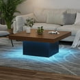 thumbnail image 1 of Ataucjin Square Coffee Table with Led Lights, 35 inch Living Room Tables, Modern Coffee Tables with Plug-in 16-Color LED Lights, Cocktail Table for Home Office, Apartment, Reading Room, 1 of 7