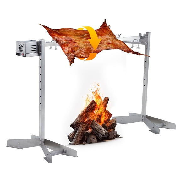 Ataucjin Stainless Steel Electric Rotisserie Grill Kit, 46in 132LB Capacity BBQ Pig Lamb Rotisserie Roaster with 50W Motor, Height Adjustable Charcoal Spit Roaster Stand for Outdoor Kitchen, Camping
