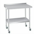 thumbnail image 1 of Ataucjin Stainless Steel Table for Prep & Work with Backsplash and 4 Caster Wheels, Commercial Heavy Duty Table with Adjustable Under Shelf for Commercial Kitchen Restaurant Busines, 1 of 8