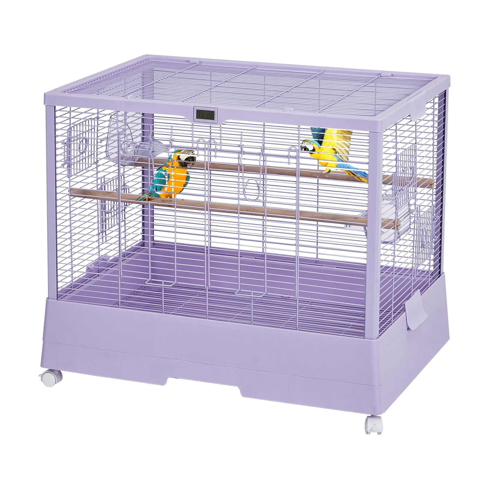 Ataucjin Standing Large Bird Cage, Wrought Iron Flight Bird Cage with Rolling Stand and Slide Out Tray, Parakeet Cage Bird Cage for Parrots, Macaw, Cockatiels, Canary, Finch, Lovebirds, Pigeons