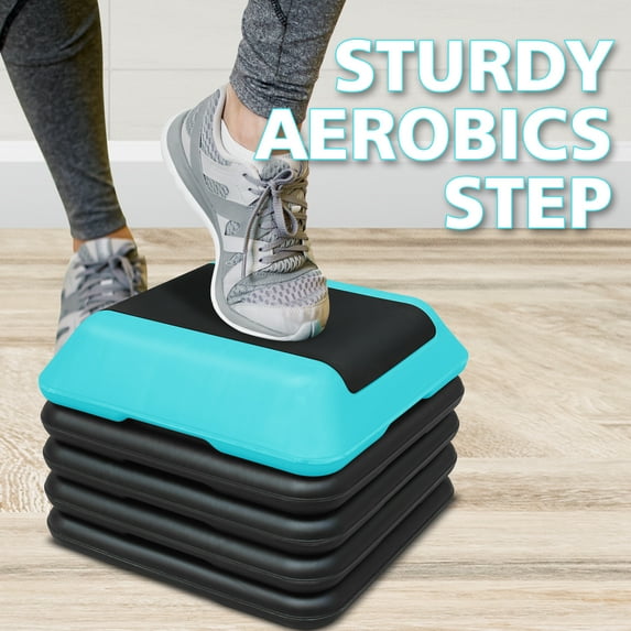 Ataucjin Step Aerobic Platform With 4 Risers, Height-Adjustable Step Aerobics Platform For Home Gym Exercise Fitness Workout 16"x16"