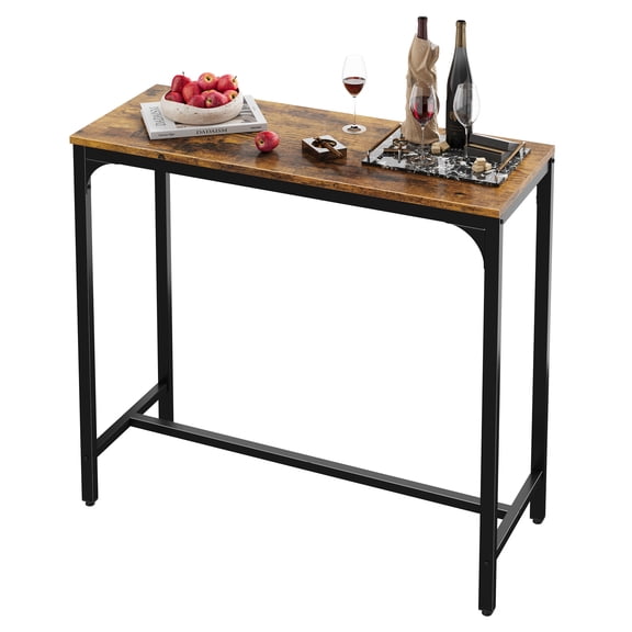 Ataucjin Sturdy Metal Frame Rectangular Bar Table, 42.5" High Top Counter Height – Modern Narrow Kitchen Island Pub Table for Home Bar, Living Room
