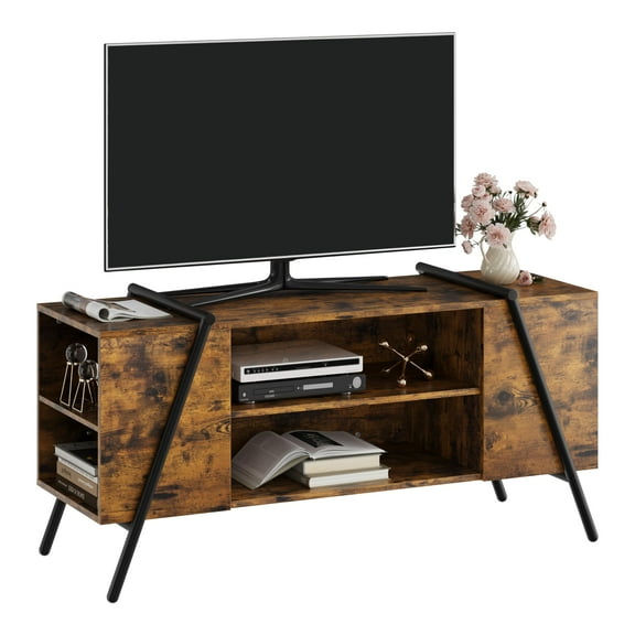 Ataucjin TV Stand for 47 Inch TV, Modern Entertainment Center with Open Adjustable Shelf, Cable Holes, TV Console Table, Media Cabinet, U-Shaped Metal Legs, for Living Room, Bedroom, Office Furniture