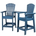 thumbnail image 1 of Ataucjin Tall Adirondack Chairs Set of 2, HDPE Balcony Chair, Balcony Chairs with Connecting Tray & Umbrella Hole, Patio Barstools with Wood Grain for Lawn Pool Backyard, 1 of 6