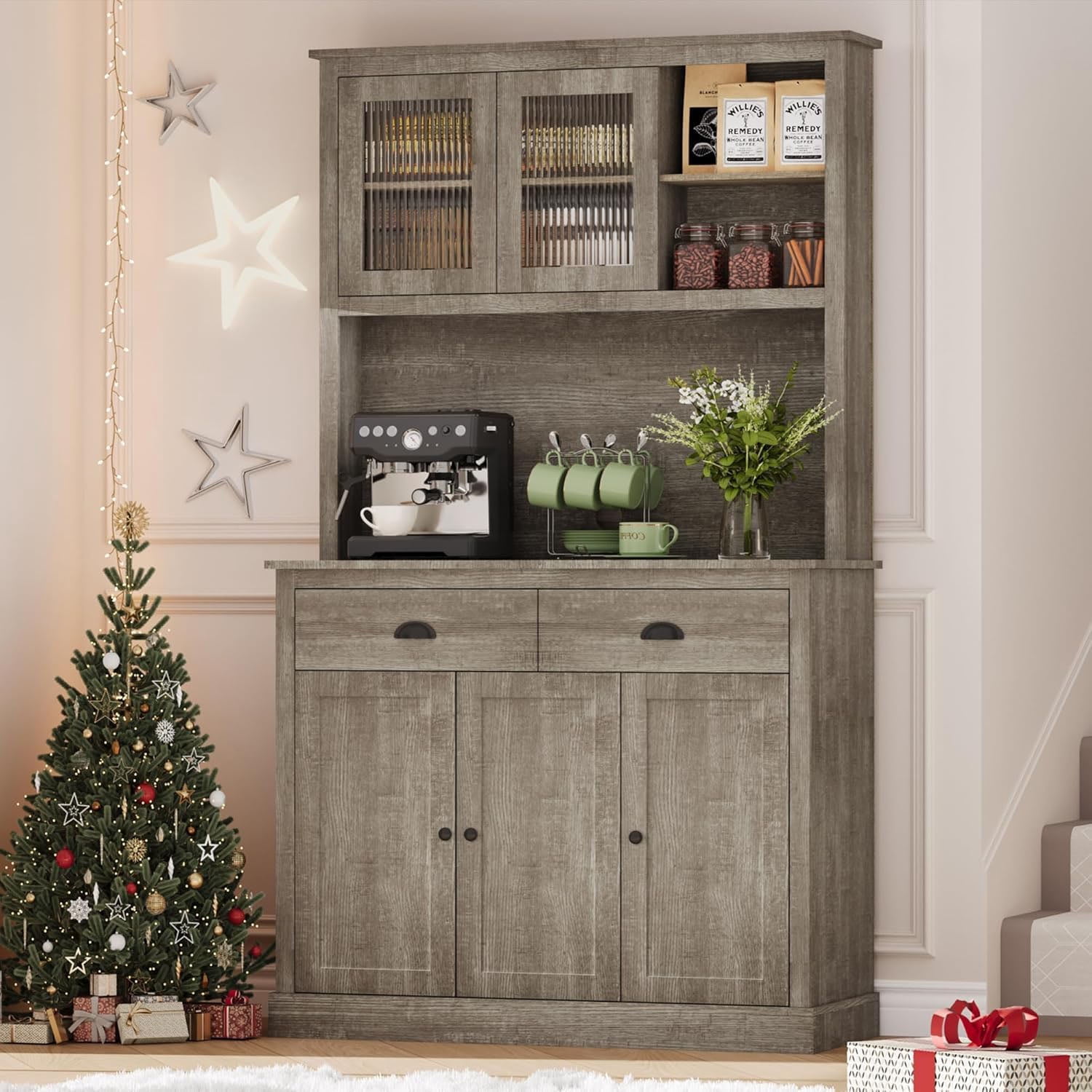 Ataucjin Tall Kitchen Pantry Cabinet with Doors and Shelves & Drawer ...