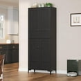 thumbnail image 1 of Ataucjin Tall Storage Cabinet with Glass Doors, Multi-Functional 71 Inch Tall Cabinet – 5 Tier Bathroom Cabinet with 4 Doors and Adjustable Shelves for Kitchens, Bathrooms, and Dining Rooms, 1 of 8