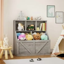 Ataucjin Toy Storage Organizer, Kids Bookshelf and Toy Storage, Toddlers Bookshelf Toy Organizer for Kids Rooms Playroom Bedroom Nursery Daycare, Washed Grey