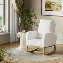 Ataucjin Upholstered Rocking Chair,Glider Chair Nursery Accent Chair with High Back and Side Pocket,High Back Glider Chair Rocking Accent Armchair with Wood Legs for Living Room,Bedroom,Nursery Room