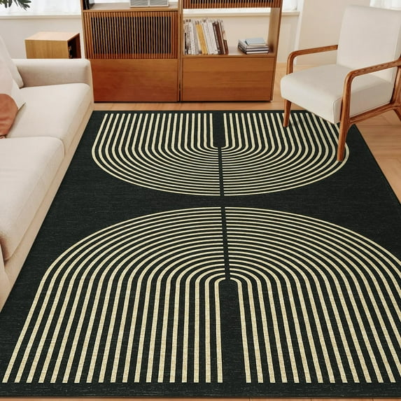 Ataucjin Washable Rug Modern Geometric Rug, Soft Living Room Rug Arch Pattern Area Rug, Non Slip Bedroom Rug Indoor Floor Carpet For Kitchen Home Office