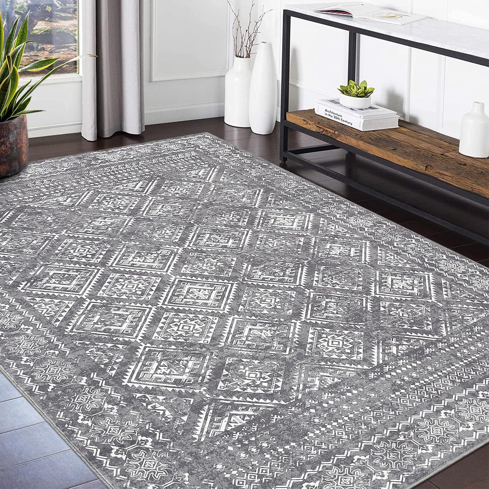 Ataucjin Washable Rugs 8 x 10 Area Rugs for Bedroom Vintage Large Rugs ...
