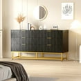 thumbnail image 1 of Ataucjin White 6 Drawer Dresser with Gold Metal Handles,6 Drawer Dresser for Bedroom,Modern Large Dresser Storage Cabinet,Wooden Dresser＆Chest of Drawers,for Bedroom,Living Room,Hallway,Entryway, 1 of 8