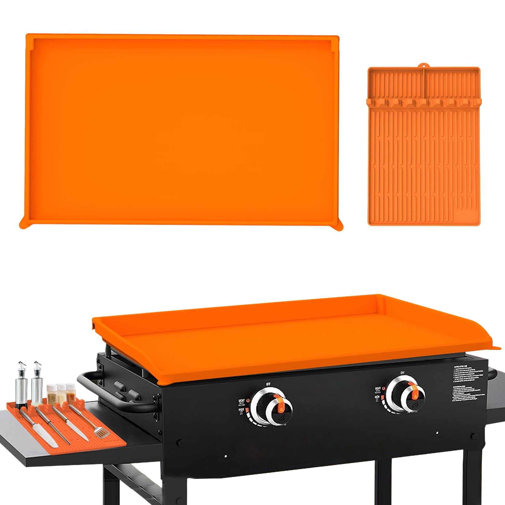 Ataujin 36-Inch Silicone Grill Cover, Griddle Mat Silicone Protective Cover, Blackstone Griddle Top Covers, Waterproof&Oil-Resistant, Dirt-Proof with 16-Inch Accessory Lid for Outdoor BBQ Protection