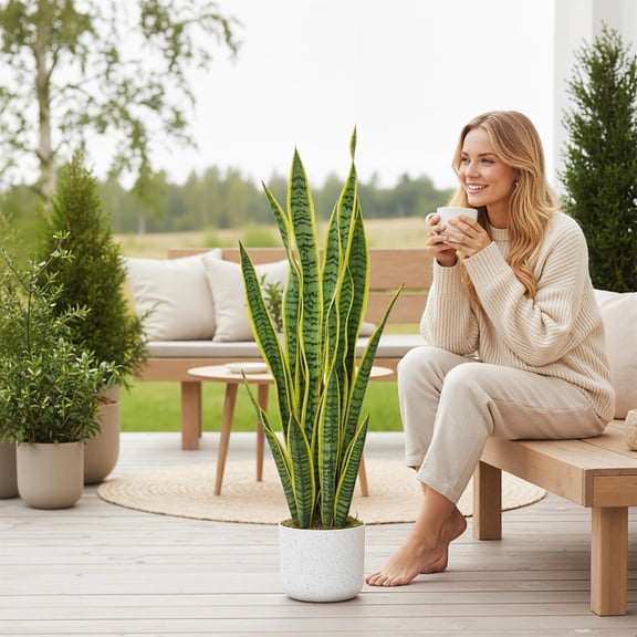 Ataujin 3FT Tall Fake Snake Plant in Pot, Lifelike Tall Potted Greenery, Large Potted Artificial Sansevieria Mother in Law Tongue Plant for Living Room Hallway Entryway