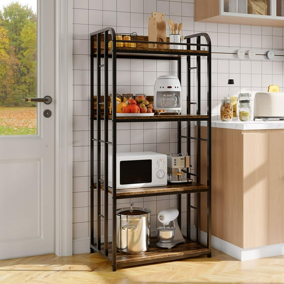 Ataujin 4-Tier Bakers Rack for Kitchen with Storage, Kitchen Baker's ...