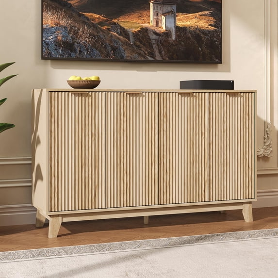 Ataujin 55'' Buffet Cabinet, Modern Fluted Storage Cabinet, Fluted Sideboard Cabinet with Adjustable Shelves & Doors, Accent Sideboard for Kitchen, Coffee Bar, Living Room, Entryway, Hallway